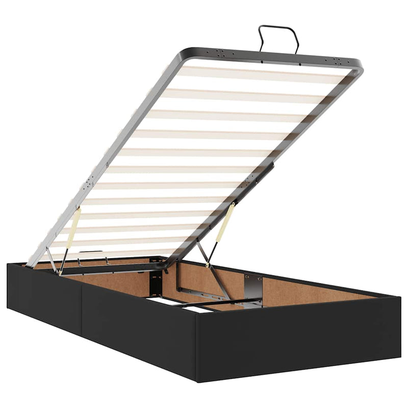 vidaXL Ottomán ágykeret matraccal fekete 80x200cm műbőrrel