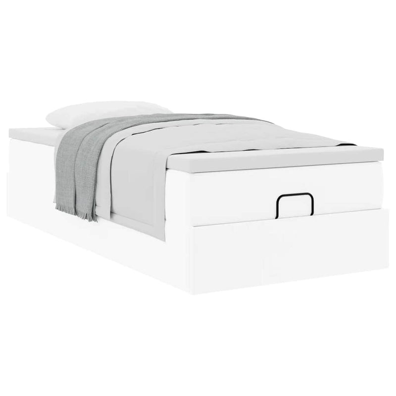 vidaXL Ottomán ágykeret matraccal Fehér 90x190cm műbőrrel