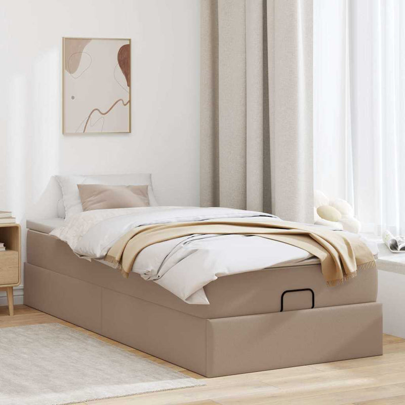 vidaXL Ottomán ágykeret matraccal Cappucino 90x190cm műbőrrel