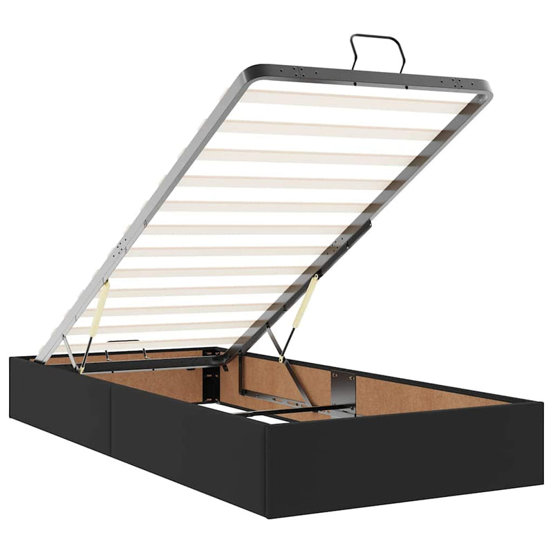 vidaXL Ottomán ágykeret matraccal Fekete 90x200cm műbőrrel
