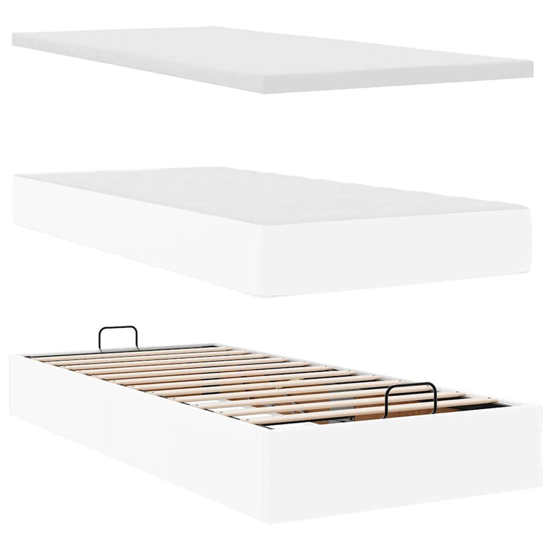 vidaXL Ottomán ágykeret matraccal Fehér 90x200cm műbőrrel
