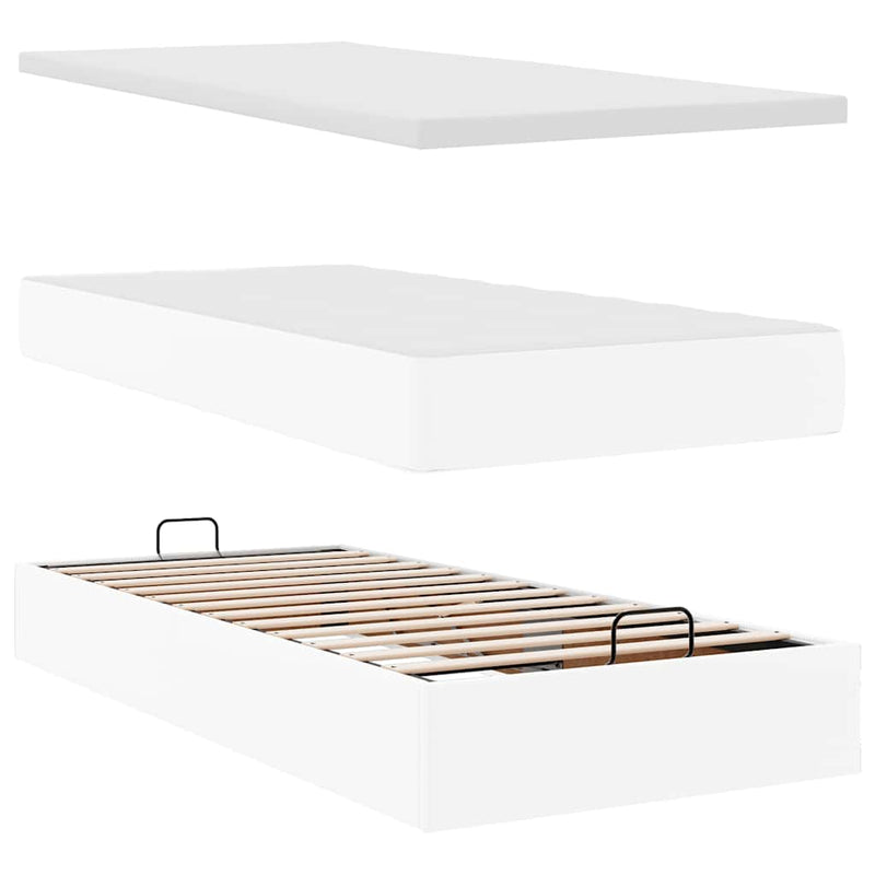 vidaXL Ottomán ágykeret matraccal Fehér 100x200cm műbőrrel
