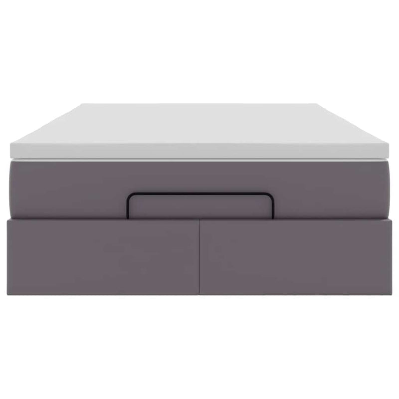 vidaXL Ottomán ágykeret matraccal Szürke 120x200cm műbőrrel