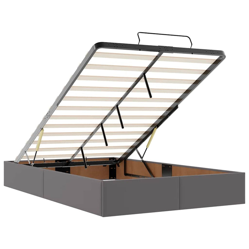 vidaXL Ottomán ágykeret matraccal Szürke 120x200cm műbőrrel