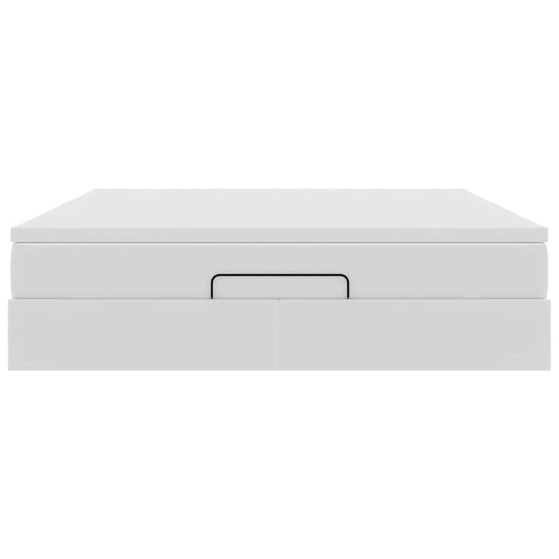 vidaXL Ottomán ágykeret matraccal Fehér 160x200cm műbőrrel