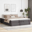 vidaXL Ottomán ágykeret matraccal Szürke 200x200cm műbőrrel
