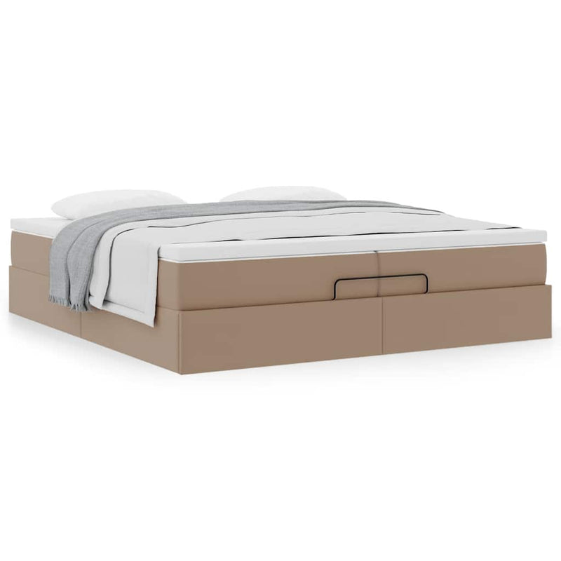 vidaXL Ottomán ágykeret matraccal Cappucino 200x200cm műbőrrel