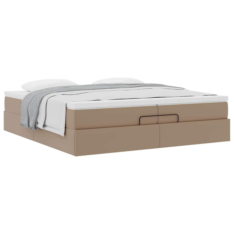 vidaXL Ottomán ágykeret matraccal Cappucino 200x200cm műbőrrel