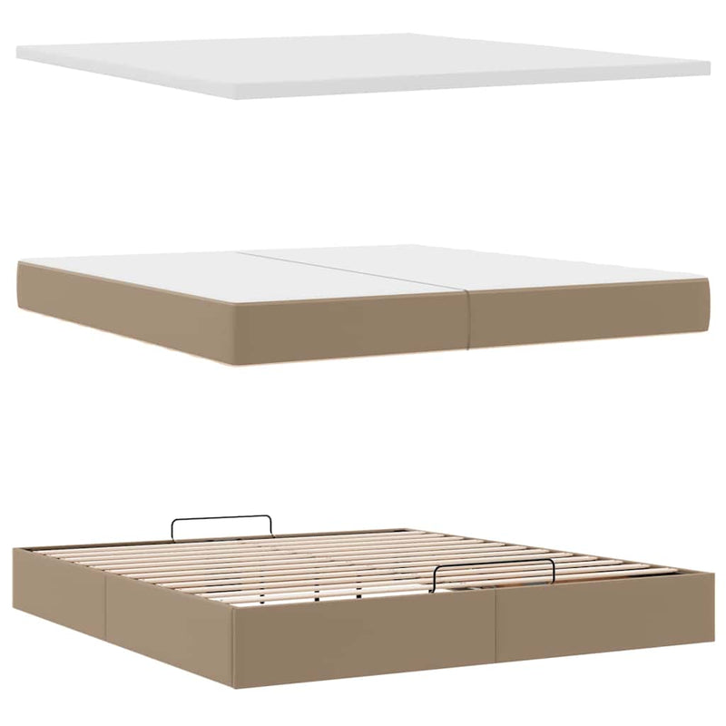 vidaXL Ottomán ágykeret matraccal Cappucino 200x200cm műbőrrel