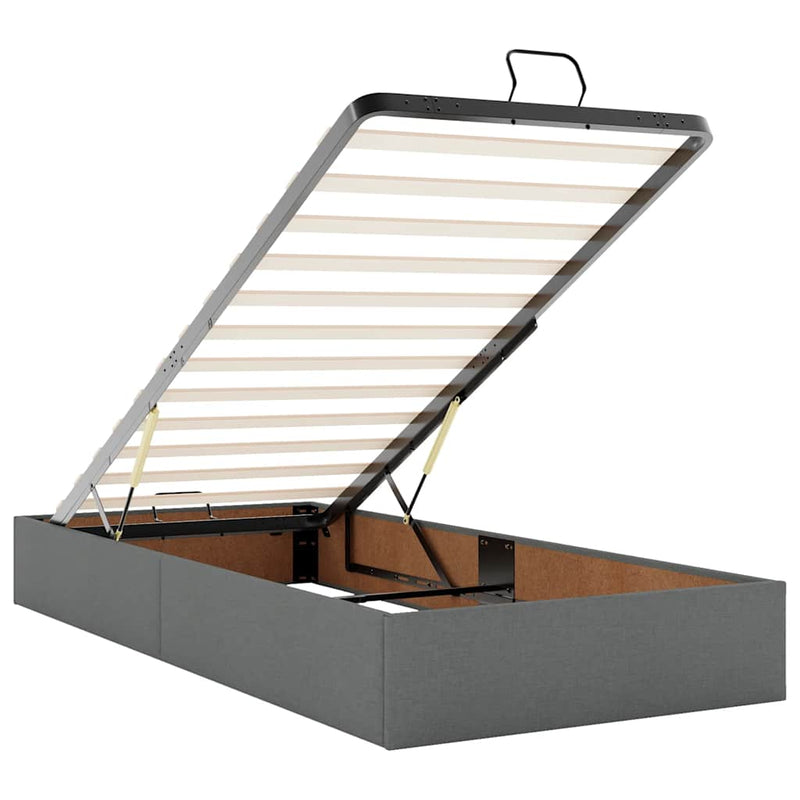 vidaXL Ottomán ágykeret matraccal sötétszürke 80x200cm szövet