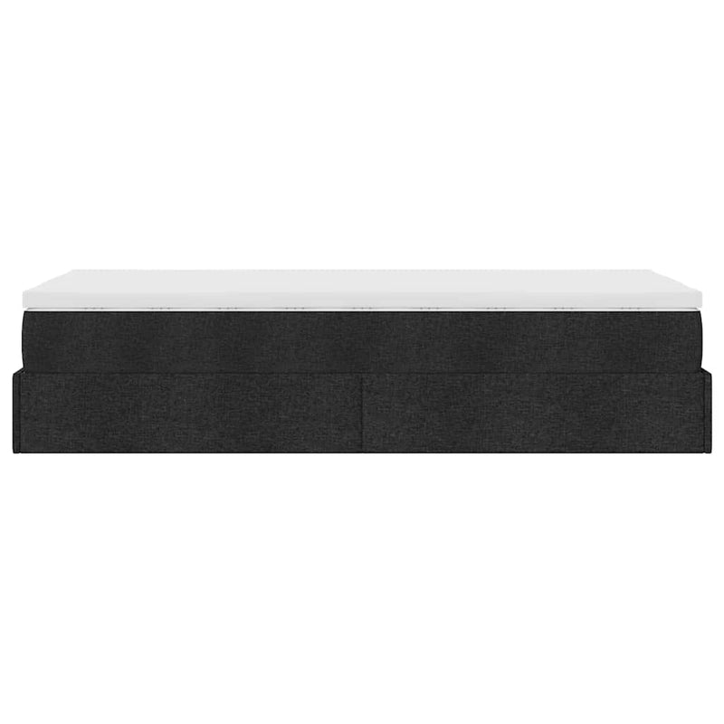 vidaXL Ottomán ágykeret matraccal fekete 80x200cm szövet