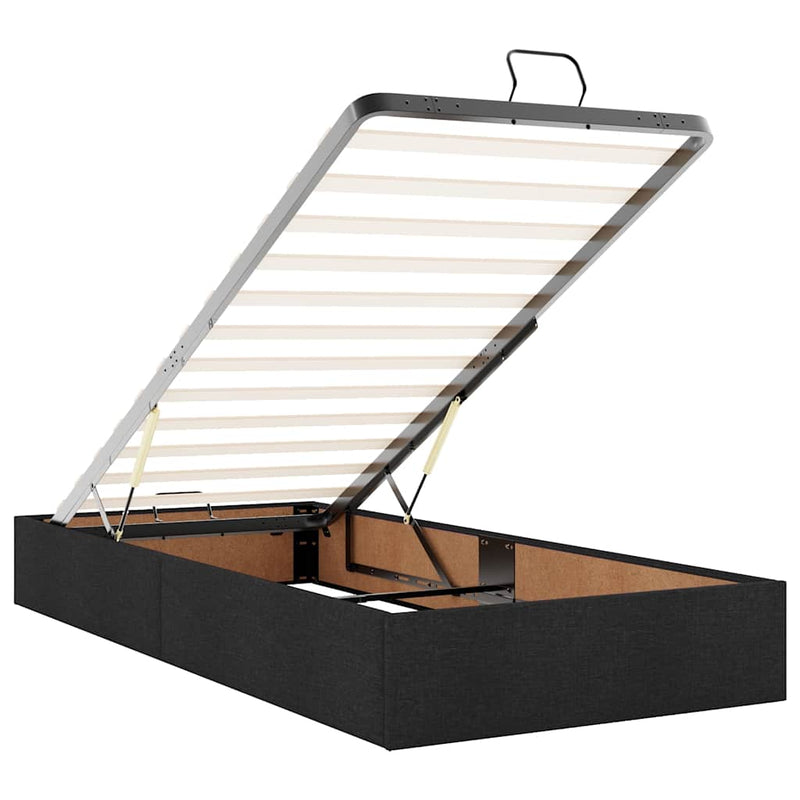 vidaXL Ottomán ágykeret matraccal fekete 80x200cm szövet