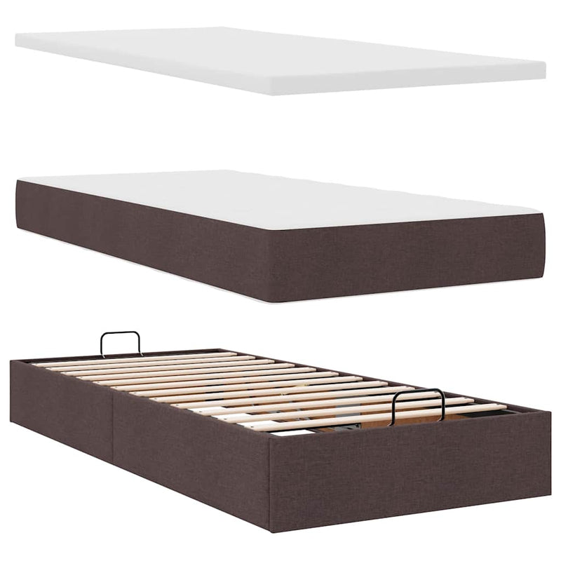vidaXL Ottomán ágykeret matraccal sötétbarna 80x200cm szövet