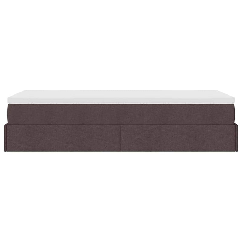 vidaXL Ottomán ágykeret matraccal sötétbarna 80x200cm szövet