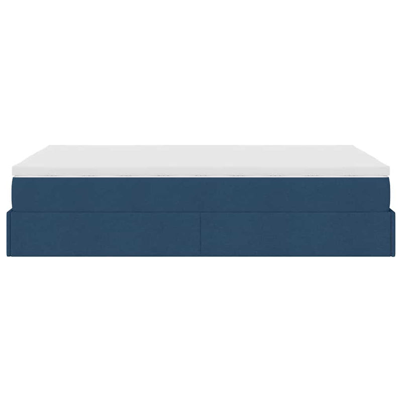 vidaXL Ottomán ágykeret matraccal kék 120x200cm szövet