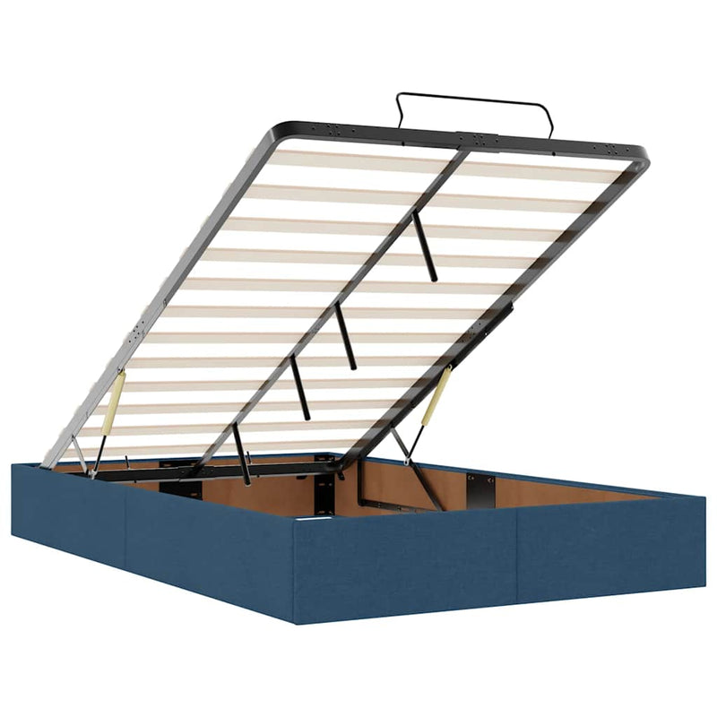 vidaXL Ottomán ágykeret matraccal kék 120x200cm szövet