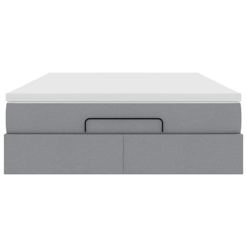 vidaXL Ottomán ágykeret matraccal világosszürke 140x190 cm szövet