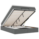 vidaXL Ottomán ágykeret matraccal sötét szürke 140x190cm szövet