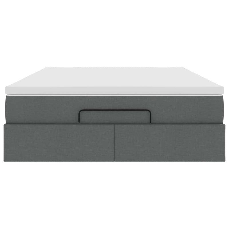 vidaXL Ottomán ágykeret matraccal sötét szürke 140x190cm szövet