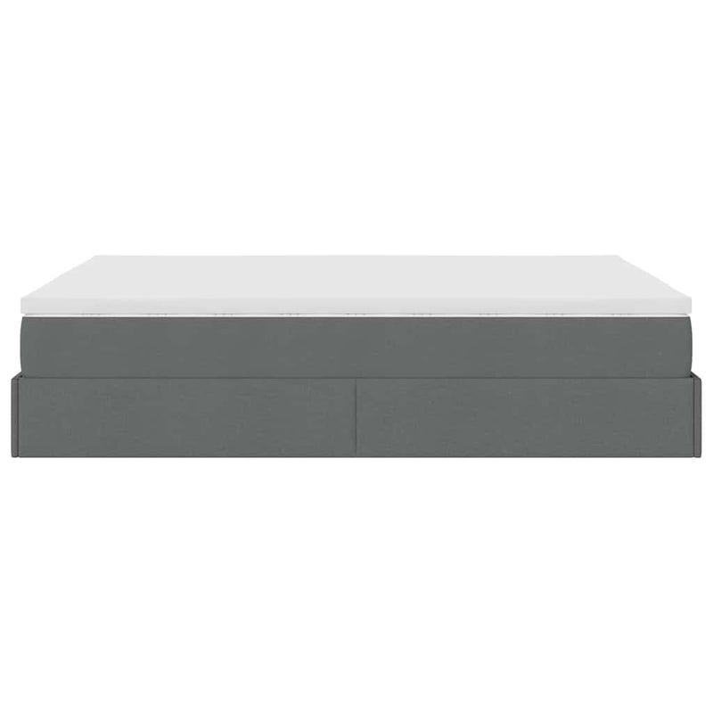 vidaXL Ottomán ágykeret matraccal sötét szürke 140x190cm szövet