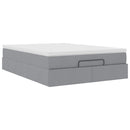 vidaXL Ottomán ágykeret matraccal világosszürke 140x200cm szövet