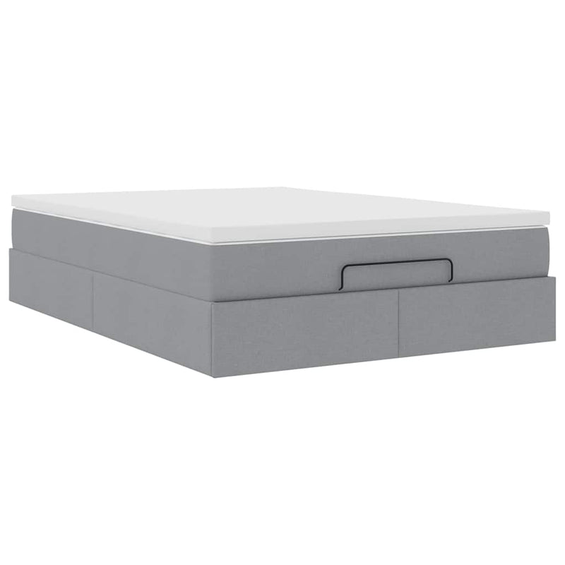 vidaXL Ottomán ágykeret matraccal világosszürke 140x200cm szövet