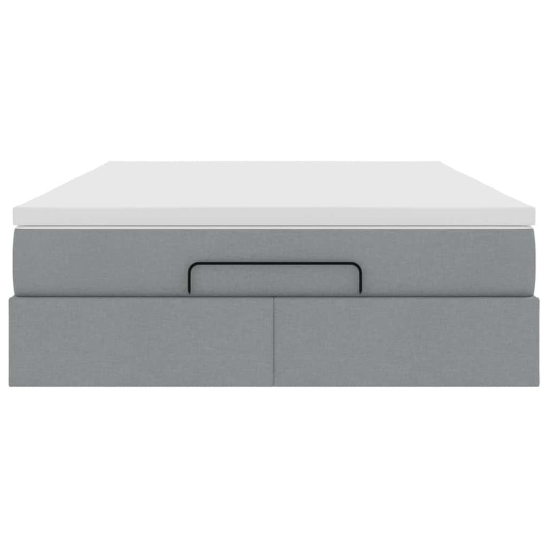 vidaXL Ottomán ágykeret matraccal világosszürke 140x200cm szövet