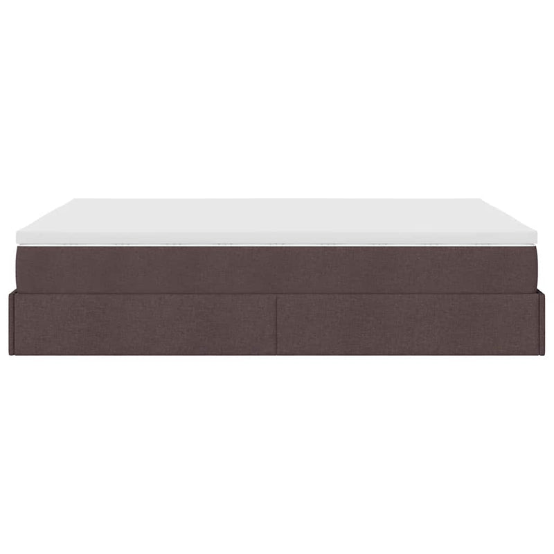 vidaXL Ottomán ágykeret matraccal sötétbarna 140x200cm szövet