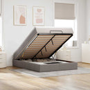 vidaXL Oszmán ágykeret matraccal tópszín 140x200cm szövet