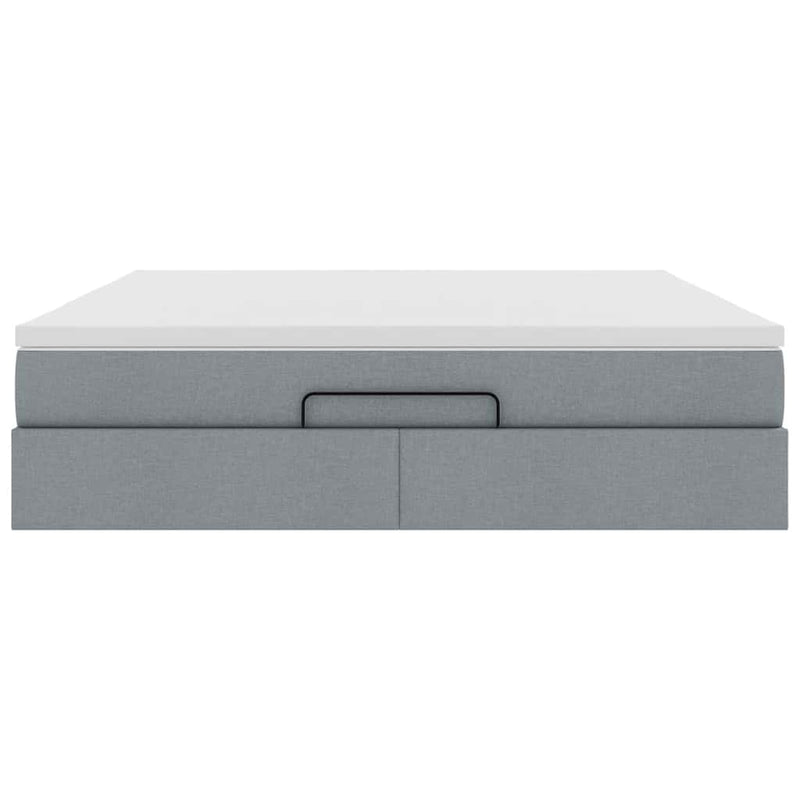 vidaXL Ottomán ágykeret matraccal világosszürke 160x200cm szövet