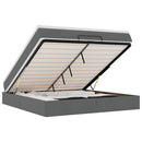 vidaXL Ottomán ágykeret matraccal sötét szürke 160x200cm szövet