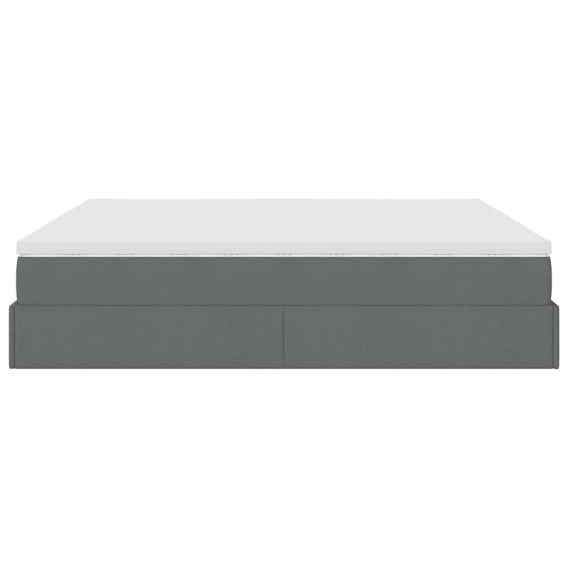 vidaXL Ottomán ágykeret matraccal sötét szürke 160x200cm szövet