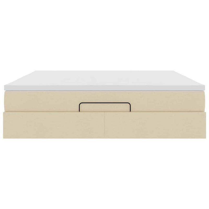 vidaXL Oszmán ágykeret matraccal krém 160x200cm szövet