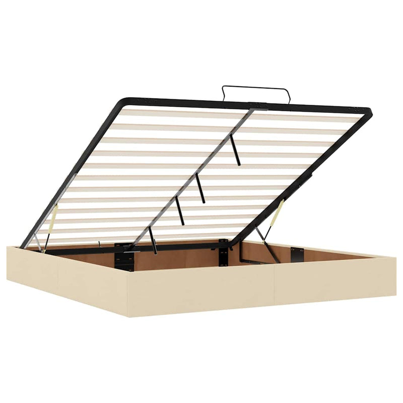 vidaXL Oszmán ágykeret matraccal krém 160x200cm szövet