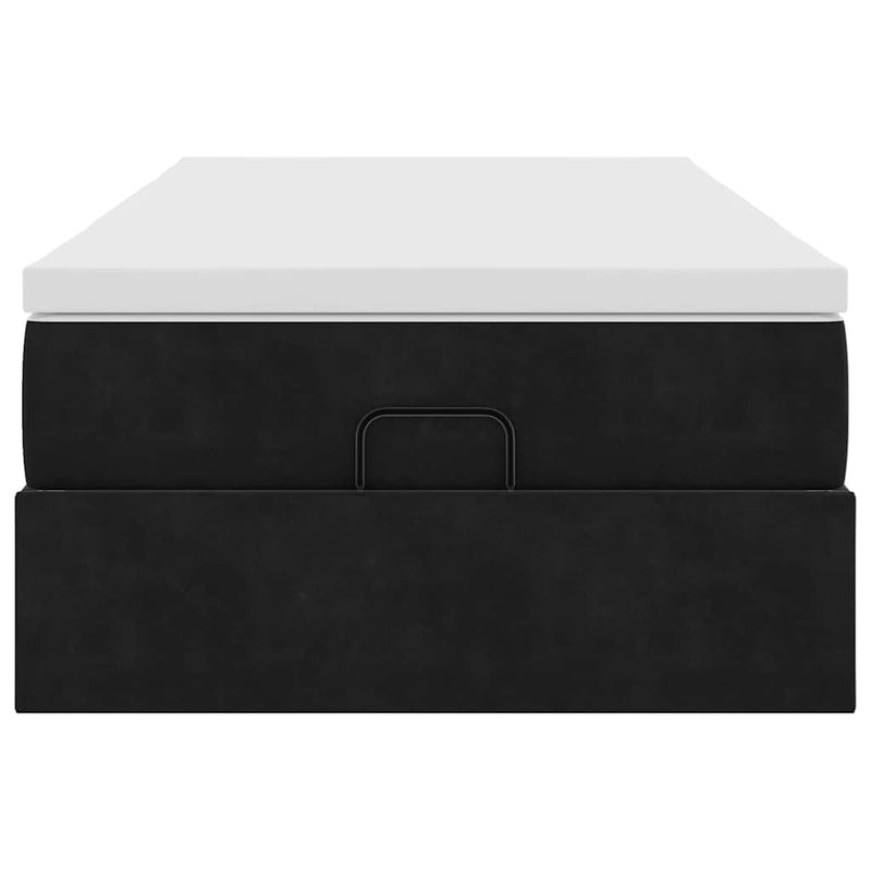 vidaXL Ottomán ágykeret matraccal fekete 90x190cm bársony