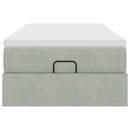 vidaXL Ottomán ágykeret matraccal Világosszürke 100x200cm bársony