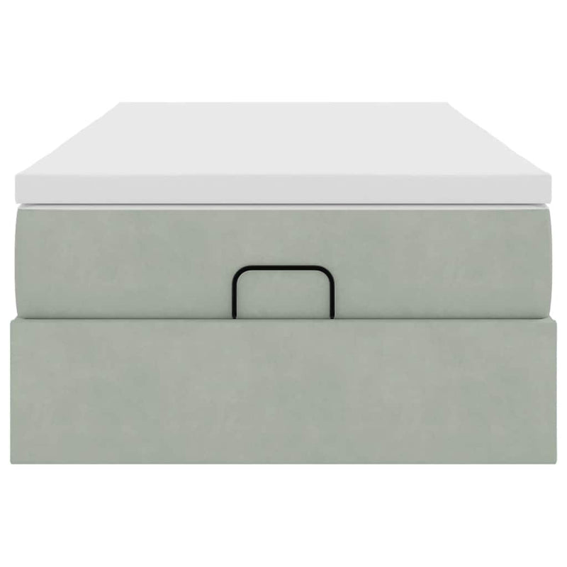 vidaXL Ottomán ágykeret matraccal Világosszürke 100x200cm bársony