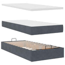 vidaXL Ottomán ágykeret matraccal Sötét szürke 100x200cm bársony