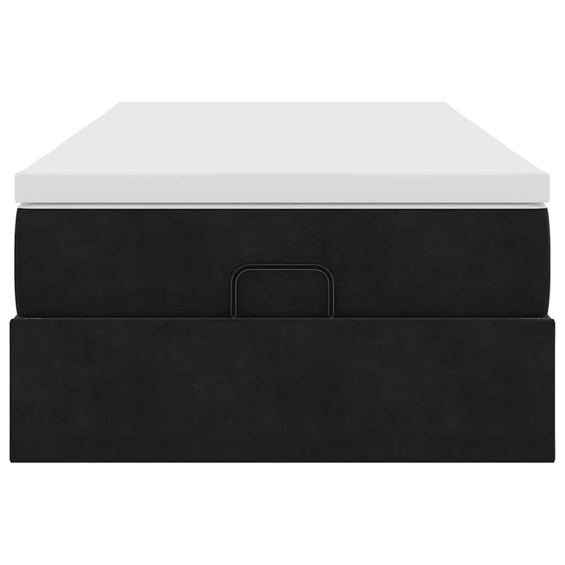 vidaXL Ottomán ágykeret matraccal Fekete 100x200cm bársony