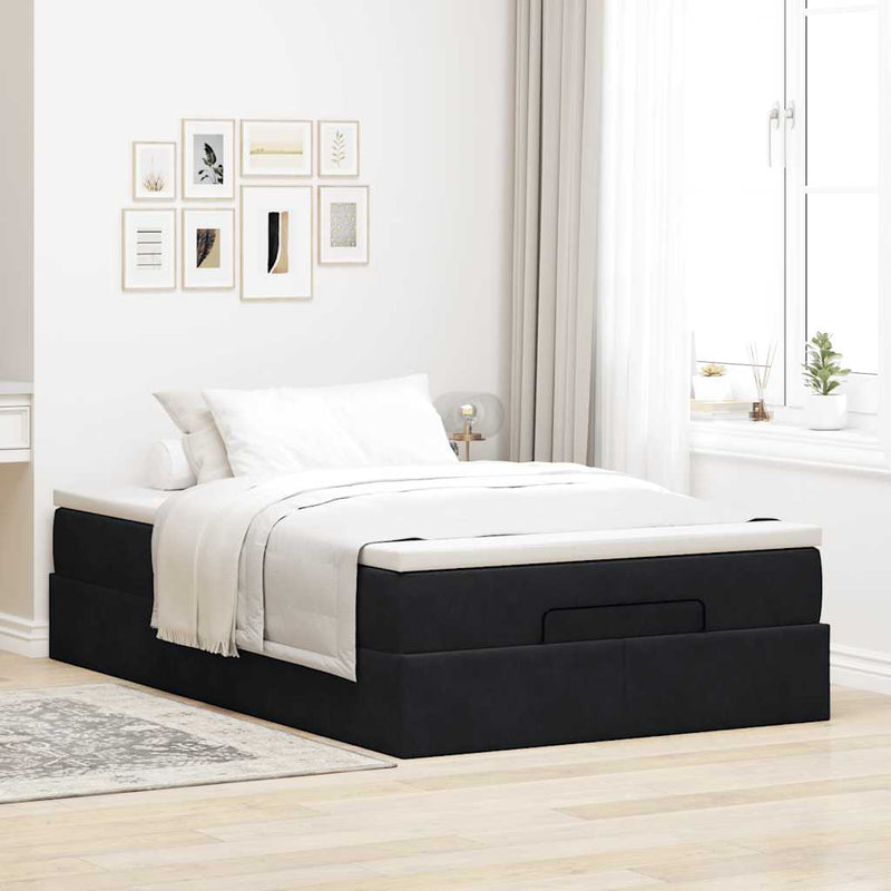 vidaXL fekete bársony ottomán ágy matraccal 120x190 cm