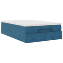 vidaXL Ottomán ágykeret matraccal sötétkék 120x200cm bársony