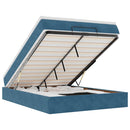 vidaXL Ottomán ágykeret matraccal sötétkék 140x200cm bársony