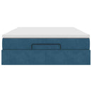 vidaXL Ottomán ágykeret matraccal sötétkék 140x200cm bársony