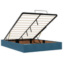 vidaXL Ottomán ágykeret matraccal sötétkék 140x200cm bársony