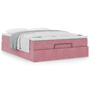 vidaXL Ottomán ágykeret matraccal rózsaszín 140x200cm bársony