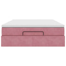 vidaXL Ottomán ágykeret matraccal rózsaszín 140x200cm bársony