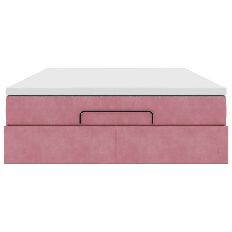 vidaXL Ottomán ágykeret matraccal rózsaszín 140x200cm bársony