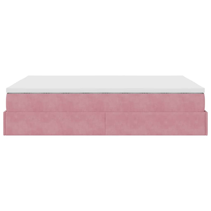 vidaXL Ottomán ágykeret matraccal rózsaszín 140x200cm bársony