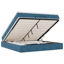 vidaXL Ottomán ágykeret matraccal sötétkék 160x200cm bársony