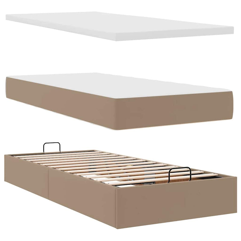 vidaXL Ottomán ágykeret matraccal Cappucino 200x200cm műbőrrel